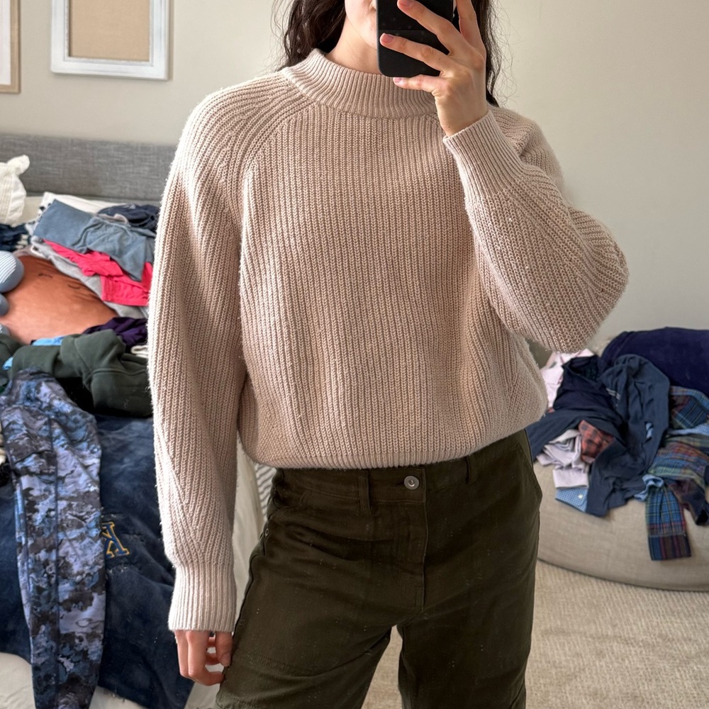 Beige Knit Mockneck Sweater